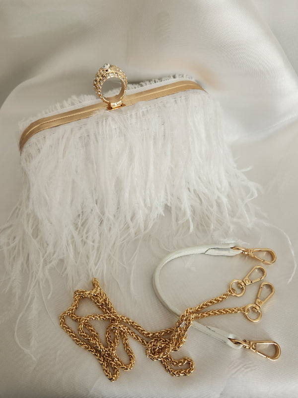 Luxury Ostrich Feather Evening Bag